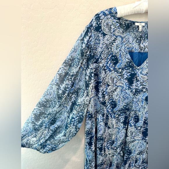 JOIE | Blue Paisley Long Sleeve Maxi Dress Parisian Print NWT | XXL - Picture 3 of 9